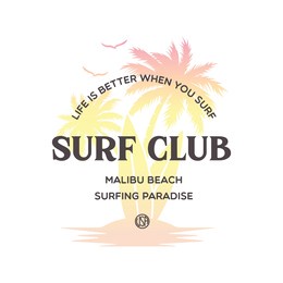 surf club stylish graphic t-shirt vector design, typography. design for poster, print on the theme of summer. vector illustration.