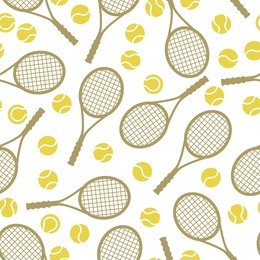 sports seamless pattern with tennis icons in flat design style.