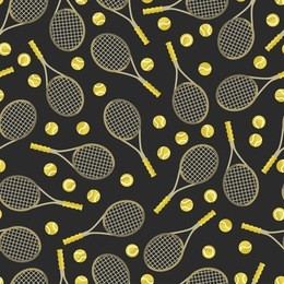 sports seamless pattern with tennis icons in flat design style.