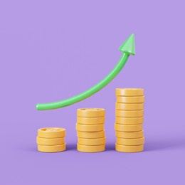 money growth concept 3d illustration. financial profit background with empty space. 