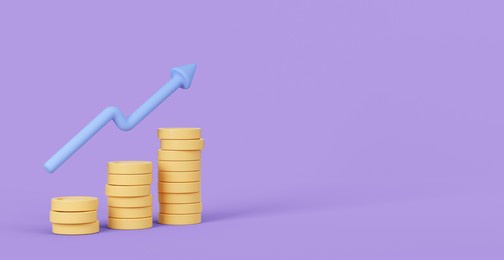 money growth concept 3d illustration. financial profit background with empty space. 