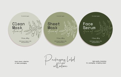 hand drawn line art vector cosmetics label design template. boho style illustration of elegant signs and badges for beauty, natural cosmetics, wellness.