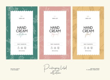 hand drawn line art vector cosmetics label design template. boho style illustration of elegant signs and badges for beauty, natural cosmetics, wellness.