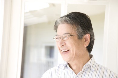 a laughing middle-age man