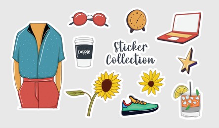 colorful hand drawn stickers collection