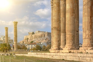 the ancient temple of olympian zeus in athens, greece