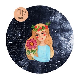 virgo sign illustration. hand drawn water color character. part of zodiac collection. print for fabric, poster, cover, packing
