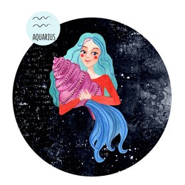 aquarius sign character. watercolor hand drawn image, part of zodiac collection. print for fabric, t-short, poster, packing, cosmetic