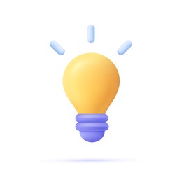 3d cartoon style minimal yellow light bulb icon. idea, solution, business, strategy concept. 