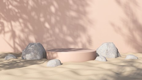 podium and wall scene abstract background. 3d illustration, 3d rendering