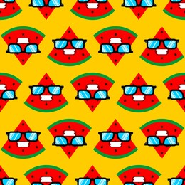 watermelon with glasses pattern seamless. watermelon cool background