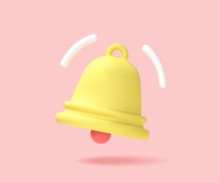 yellow notification bell is ringing. 3d vector graphics.