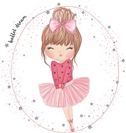 cute little ballerina girl. hand drawn vector illustration