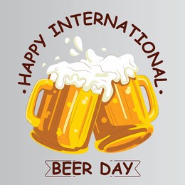 international beer day, august. cheers with beer mugs conceptual illustration vector. glasses of beer and clinking glasses. national beer day clip art vector illustration.