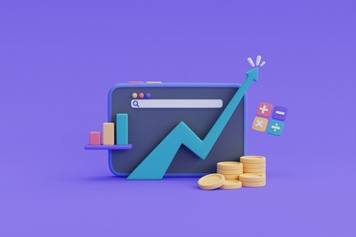 financial investments future income growth concept,asset growth over time,coin stack,graph.3d render.