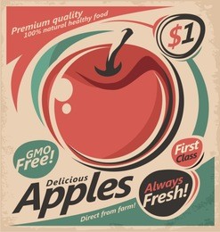 apple design template. fruit banner.