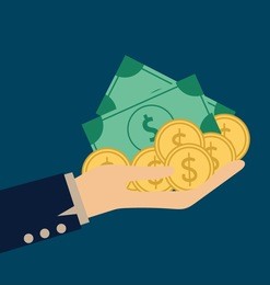 money on hand. modern flat design vector illustration concept.