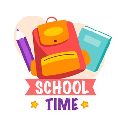 back to school. cute school children. creative design concept with school bag and education elements, books, pen, pencil, ruler, art and craft. vector illustration in cartoon style.