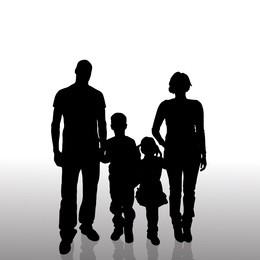 vector silhouette of family on a white background. 