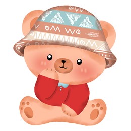 brown bear wearing a hat, white background