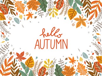 autumn leaves background. leaf fall frame. hello autumn. illustration