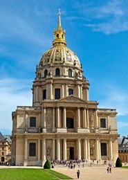 les invalides hospital and chapel dome. as well as a hospital and a retirement home for war veterans since 1678. the invalides contains the tomb of napoleon and was built for louis xiv in 1671.