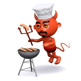 3d render of a devil cooking on a barbecue