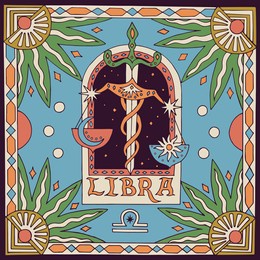 libra zodiac sign. horoscope. illustration for souvenirs and social networks