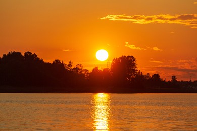 wonderful sunset over lake seliger