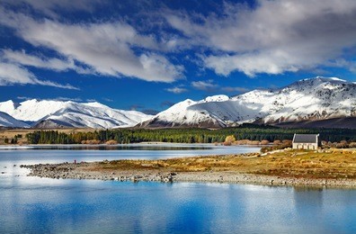 lake tekapo and church of the good shepherd, new zealand