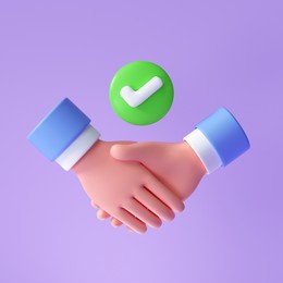 handshake icon, symbol. handshake of business partners with successful deal. 3d render illustration