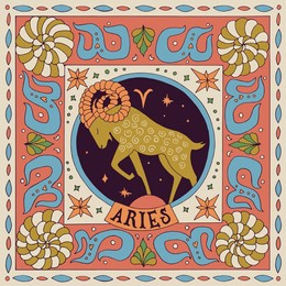 aries zodiac sign. horoscope. illustration for souvenirs and social networks
