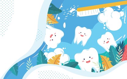 international love tooth day brushing illustration dental health oral cleaning poster chinese translation: international love tooth day