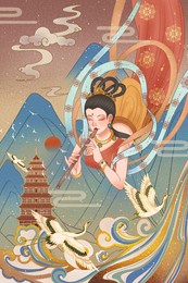 dunhuang flying fairy illustration source material