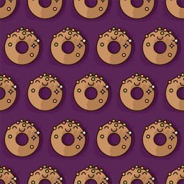 kawaii donut seamless vector pattern