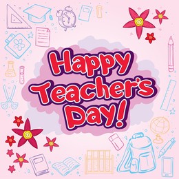happy teacher's day hand writhen text for poster, greeting card or banner. lettering doodles.