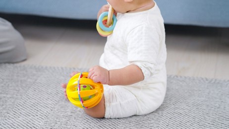 cute asian baby at home
