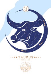 modern magic witchcraft card with astrology taurus zodiac sign. zodiac characteristic