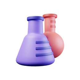 3d illustration icon of chemical flask isolated on white background. 3d icon for ui ux