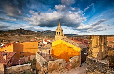 old town with temple and houses in spain 