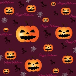 the halloween seamless pattern with pumpkins. bright color halloween pattern. great for cards, party invitations, wallpaper, wrapping papers holiday design.