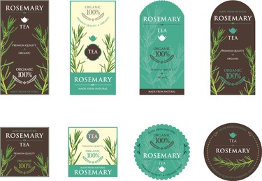 set of vector label with rosemary tea.