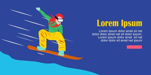 vector illustration of a girl in the mountains nimbly snowboarding