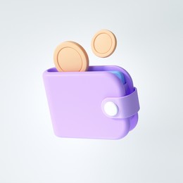 3d money saving icon concept. wallet, bill, coins stack, and credit card on isolate white background, 3d rendering illustration