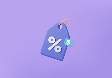 online shopping tag price 3d render vector, discount coupon of cash for future use. sales with an excellent offer 3d for shopping online, special offer promotion on price tags on purple background