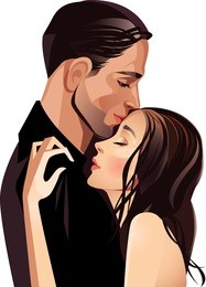 woman of hugging a man