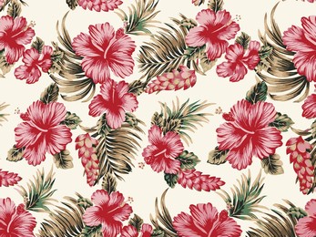 abstract solid flowers arrangement, all-over design with solid background for textile printing factory