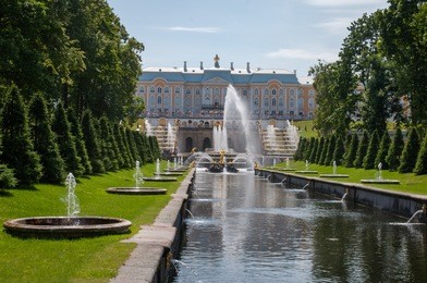 petergof: the samson fountain and sea channel, st petersburg, russia