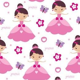 princess and flower pattern vector illustration
