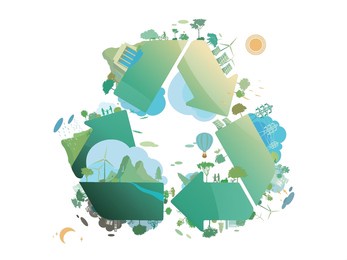 esg and eco friendly community with recycling symbol shows by the green environmental and cozy people its suit to add words inside about esg vector illustration graphic eps 10